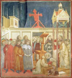 Der heilige Franz von Assisi bereitet die Weihnachtskrippe in Greccio vor, 1296-97